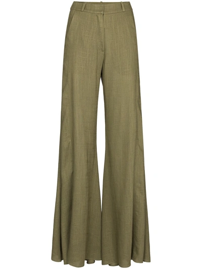 Shop Adriana Degreas High-waist Flared Trousers In Green