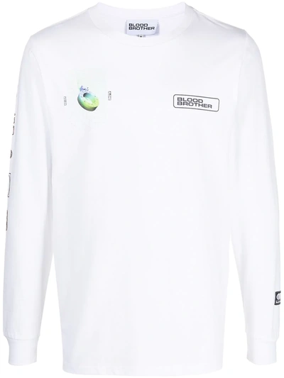 Shop Blood Brother Aldgate Long-sleeve T-shirt In White