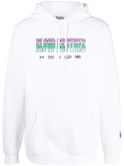 Shop Blood Brother Graphic-print Cotton-blend Hoodie In White