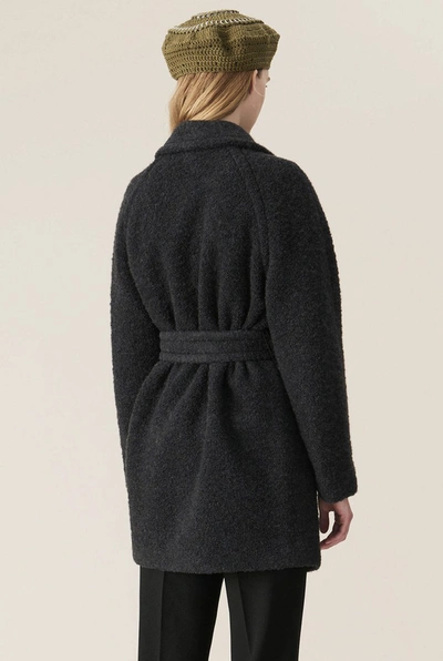 Shop Ganni Boucle Wool Wrap Coat