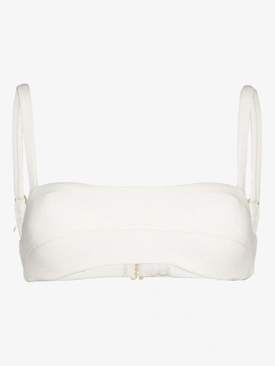 Shop Peony Contoured Crop Bikini Top In White