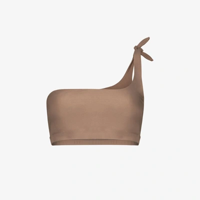 Shop Abysse Jones One Shoulder Bikini Top In Brown