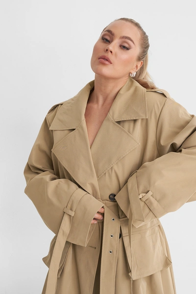 Shop Angelica Blick X Na-kd Loose Pocket Trench Coat Beige