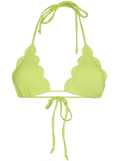 Shop Marysia Broadway Triangle Bikini Top In Green