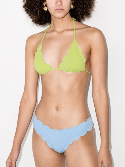 Shop Marysia Broadway Triangle Bikini Top In Green