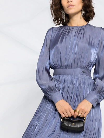 Shop Karl Lagerfeld Iridescent Pleated Dress In Blue