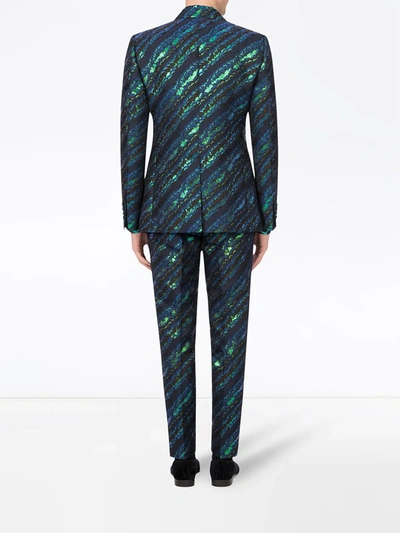 Shop Dolce & Gabbana Abstract-pattern Single-breasted Suit In Green