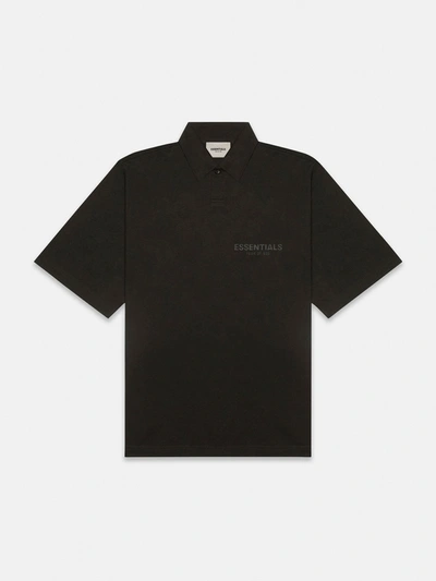 Pre-owned Fear Of God Essentials Short Sleeve Boxy Polo Weathered Black In Weathered Black/washed Black