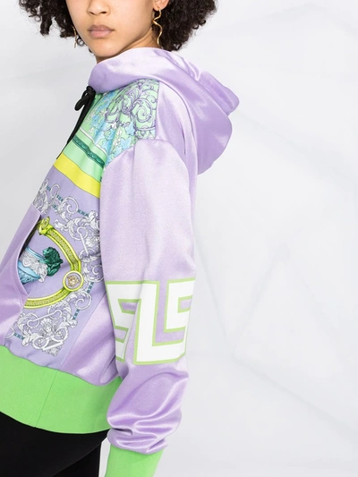 Shop Versace Barocco Mosaic-print Hoodie In Purple