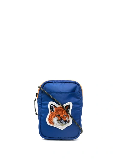 Shop Maison Kitsuné Fox Patch Shoulder Bag In Blue