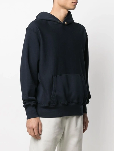 Shop Les Tien Heavweight Fleece Hoodie In Blue