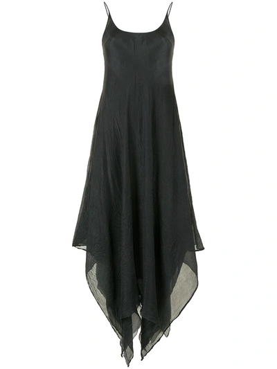 Shop Marc Le Bihan Asymmetric Crinkled Silk Dress In Black