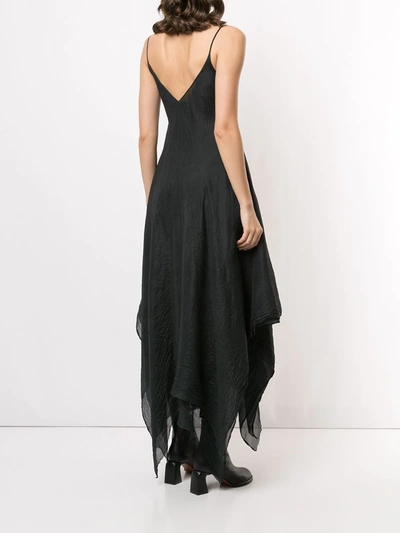 Shop Marc Le Bihan Asymmetric Crinkled Silk Dress In Black