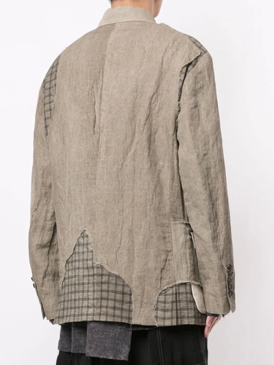 Shop Ziggy Chen Ripped-detail Crinkled Jacket In Grey