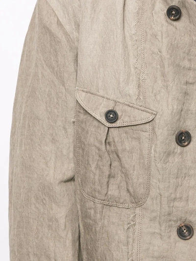 Shop Ziggy Chen Ripped-detail Crinkled Jacket In Grey