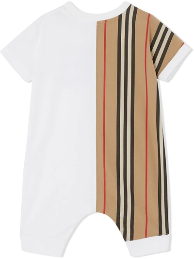 Shop Burberry Icon Stripe Panel Playsuit In White