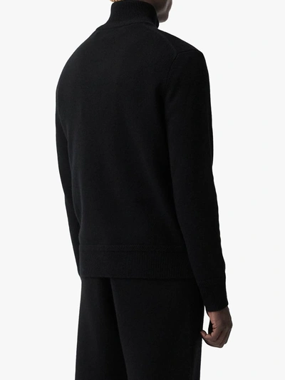 Shop Burberry Embroidered Logo Funnel-neck Jumper In Black