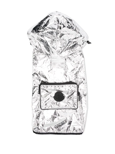 Shop Moncler Metallic Hooded Jacket In Silver