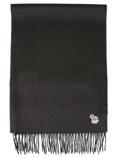 Shop Ps By Paul Smith Scarf With Zebra Patch In Black