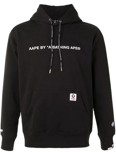Shop Aape By A Bathing Ape Multi-logo Print Hoodie In Black