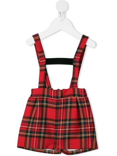 Shop La Stupenderia Tartan-print Dungarees In Red