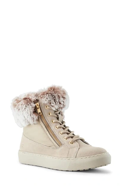 Shop Cougar Danica Sneaker Boot With Genuine Rabbit Fur Trim In Mushroom Suede