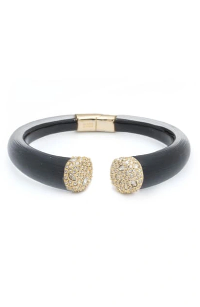 Shop Alexis Bittar Essentials Encrusted Pave Hinged Bracelet In Black