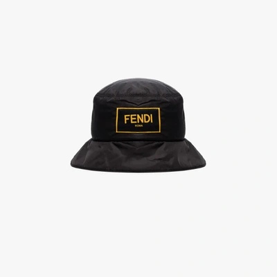 Shop Fendi Fischerhut Mit Logo-patch In Black
