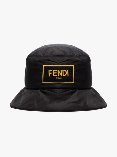 Shop Fendi Fischerhut Mit Logo-patch In Black