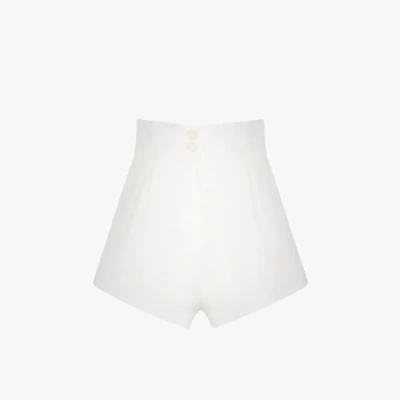 Shop Adriana Degreas Pleated Cotton Shorts In White