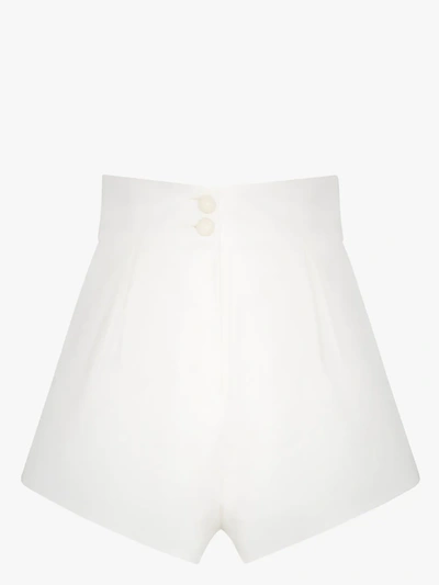 Shop Adriana Degreas Pleated Cotton Shorts In White