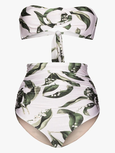 Shop Adriana Degreas Bandeau-bikini Mit Print In Weiss