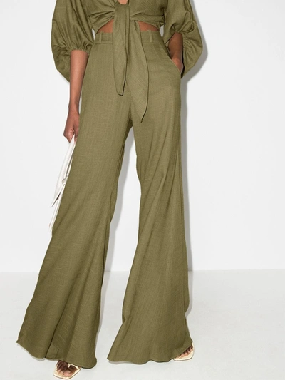 Shop Adriana Degreas Wide Leg Trousers In Green