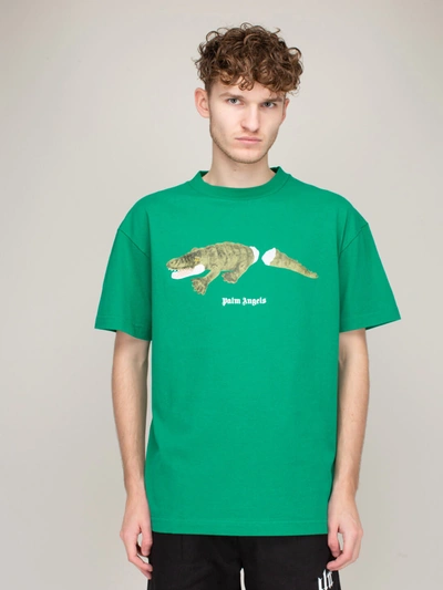 Shop Palm Angels Croco Tee Green