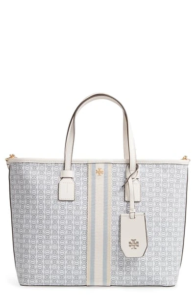 Shop Tory Burch Small Gemini Link Coated Canvas Tote In New Ivory