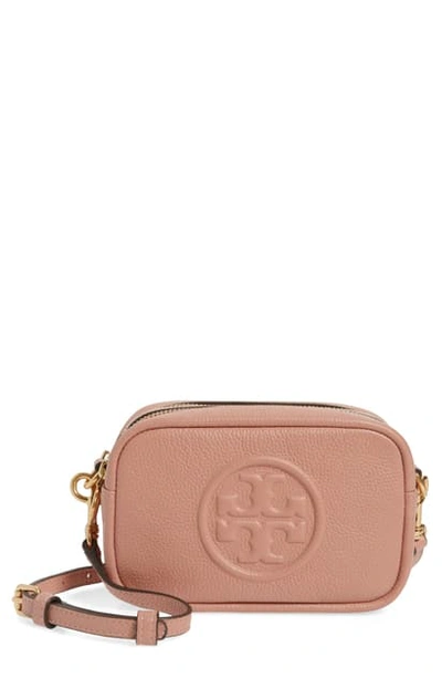 Shop Tory Burch Perry Bombe Leather Crossbody Bag In Pink Moon