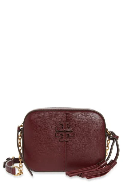 Tory Burch Mcgraw Leather Camera Bag In Claret | ModeSens