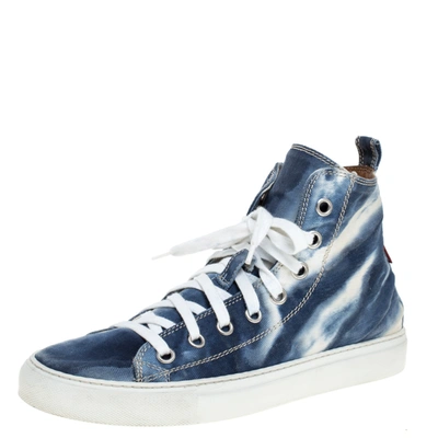 Pre-owned Dsquared2 Blue/white Denim Fabric High Top Trainers Size 41.5