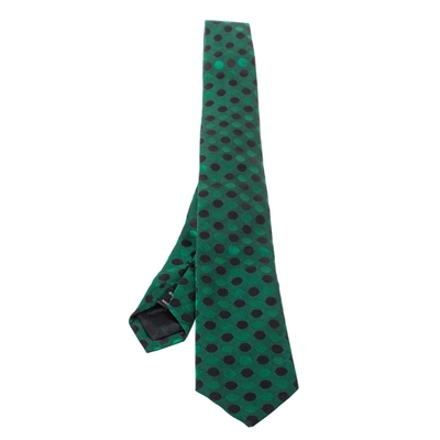 Pre-owned Gucci Green Dotted Silk Tie