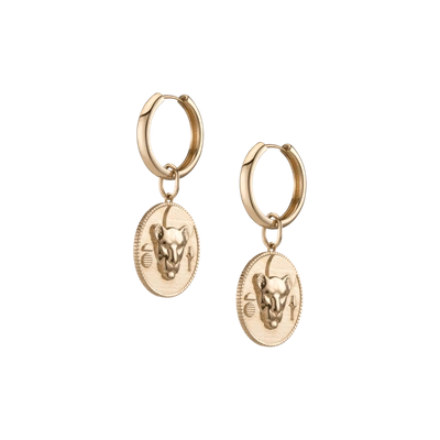 Shop Aurate Lioness Pendant Hoop Earrings In Gold