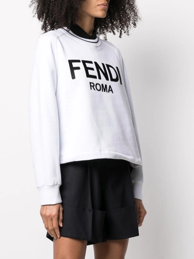 Shop Fendi Roma Cotton Sweatshirt In White