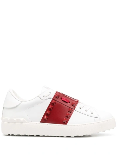 Shop Valentino Untitled Leather Sneakers In Red
