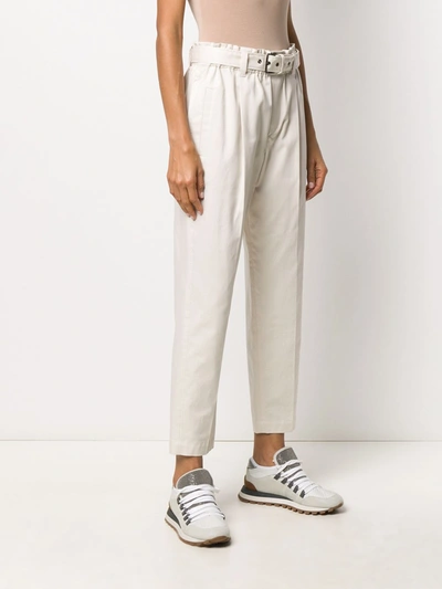 Shop Brunello Cucinelli Cotton Trousers In Beige