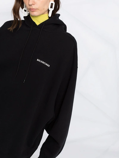 Shop Balenciaga Bomber Hoodie With Defile' Logo In Black