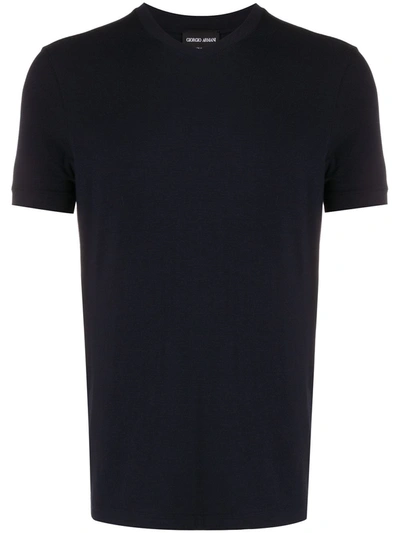 Shop Giorgio Armani Cotton T-shirt In Blue