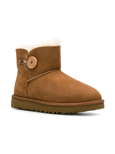 Ugg Mini Bailey Button Ii Genuine Shearling Boot In Beige