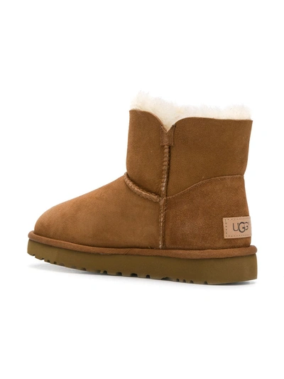Ugg Mini Bailey Button Ii Genuine Shearling Boot In Beige