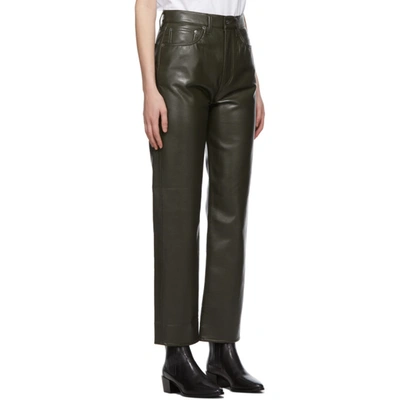 Shop Agolde Khaki Recycled Leather 90's Pinch Pants In Iguana