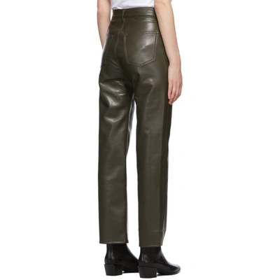 Shop Agolde Khaki Recycled Leather 90's Pinch Pants In Iguana