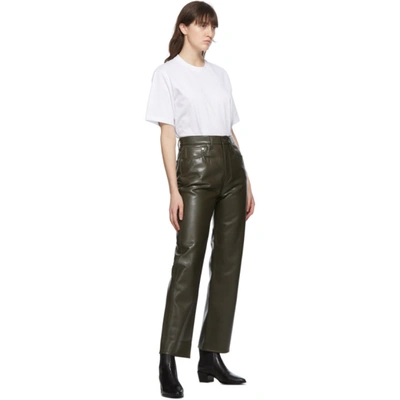 Shop Agolde Khaki Recycled Leather 90's Pinch Pants In Iguana